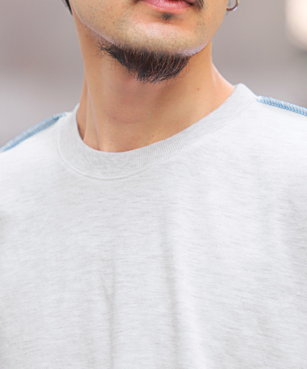 ラグスタイル LUXSTYLE 無地ステッチ半袖Tシャツ/Tシャツ 半袖 トップス メンズ レディース 春夏 サマー ビッグシルエット