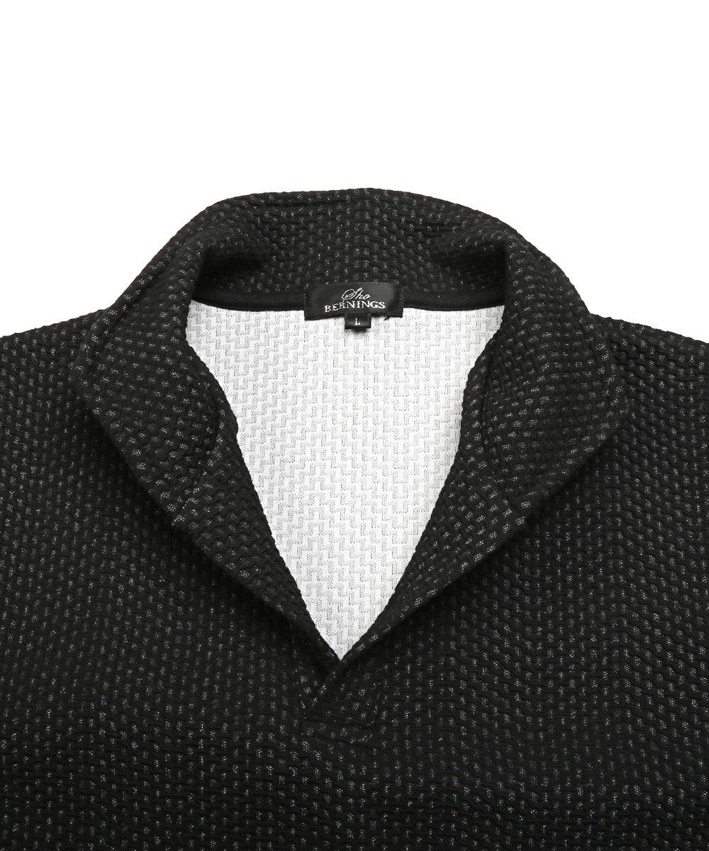 ラグスタイル LUXSTYLE ふくれジグザグ柄イタリアンカラー半袖ポロシャツ/ポロシャツ 半袖 メンズ 春 夏 イタリアンカラー スタンドカラー 無地 ジグザグ柄