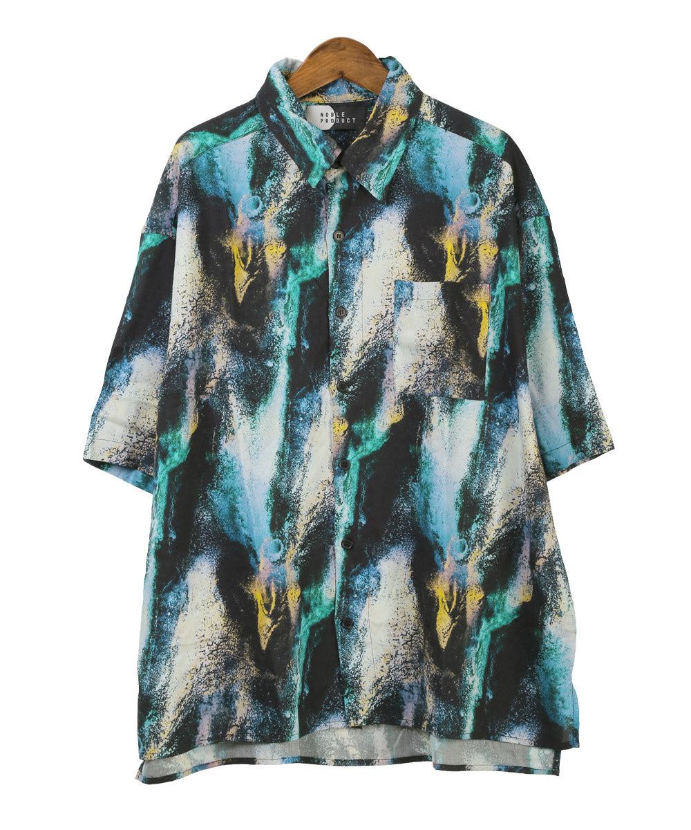 ラグスタイル LUXSTYLE 総柄プリント半袖レーヨンシャツ/半袖シャツ カジュアルシャツ メンズシャツ レーヨン 柄シャツ メンズ