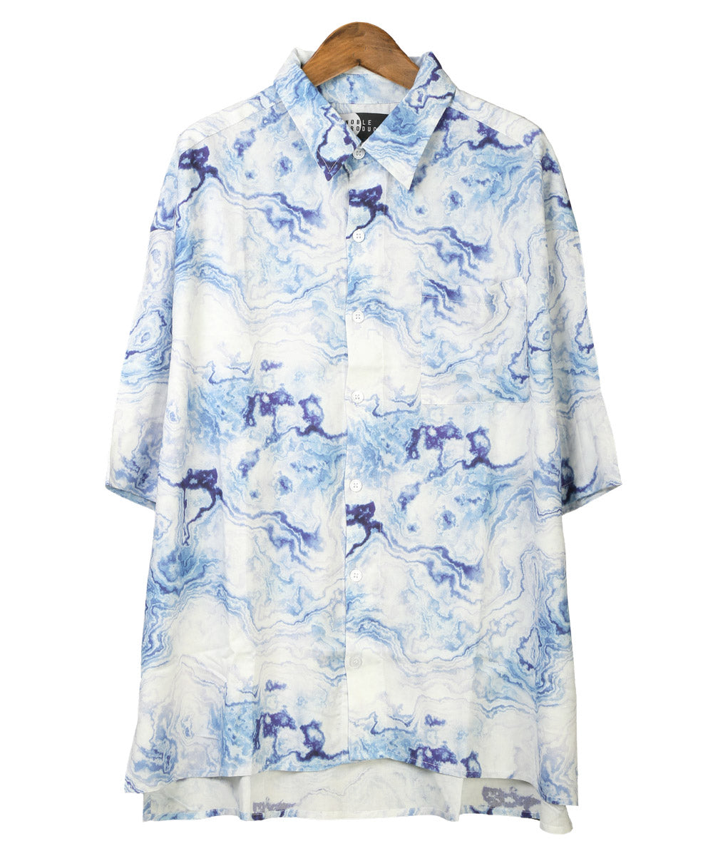 ラグスタイル LUXSTYLE 総柄プリント半袖レーヨンシャツ/半袖シャツ カジュアルシャツ メンズシャツ レーヨン 柄シャツ メンズ