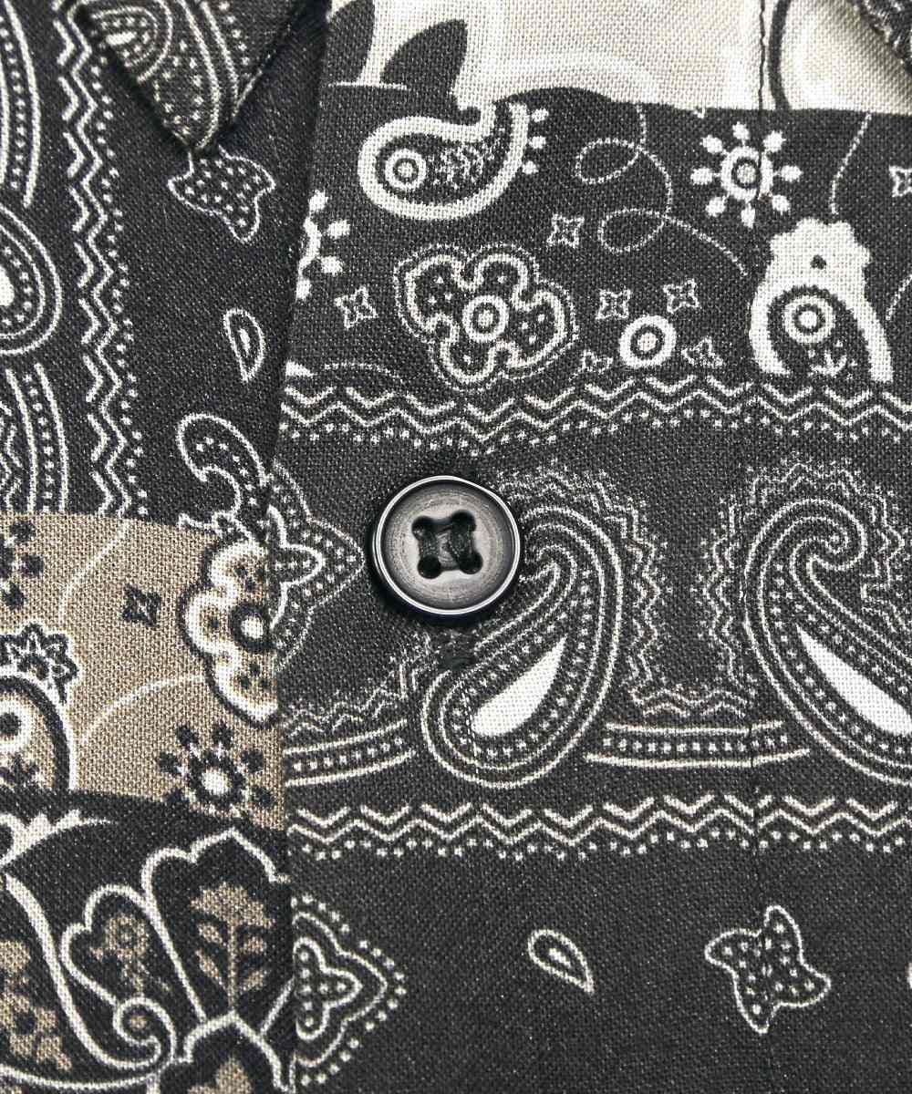 ラグスタイル LUXSTYLE 総柄プリント半袖レーヨンシャツ/半袖シャツ カジュアルシャツ メンズシャツ レーヨン 柄シャツ メンズ