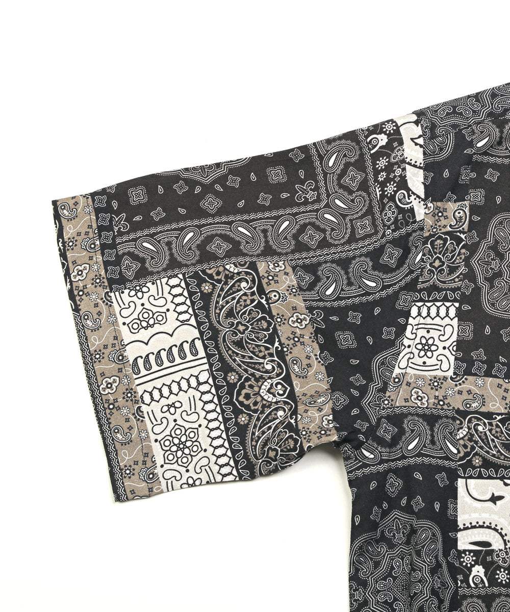 ラグスタイル LUXSTYLE 総柄プリント半袖レーヨンシャツ/半袖シャツ カジュアルシャツ メンズシャツ レーヨン 柄シャツ メンズ