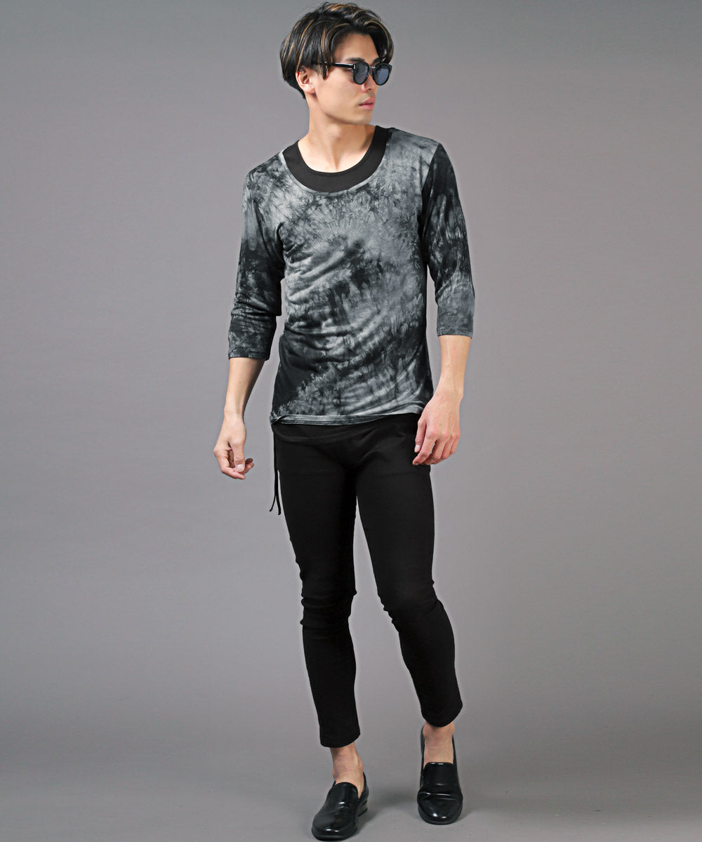 ラグスタイル LUXSTYLE タイダイ染め7分袖Tシャツ&アシンメトリータンクトップ/Tシャツ タンクトップ 7分袖 2セット 2P メンズ レディース 春 夏 秋