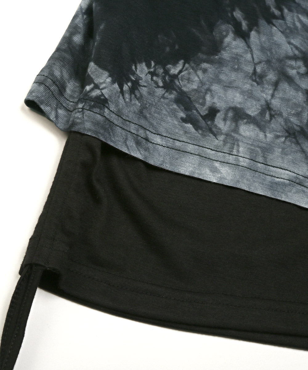 ラグスタイル LUXSTYLE タイダイ染め7分袖Tシャツ&アシンメトリータンクトップ/Tシャツ タンクトップ 7分袖 2セット 2P メンズ レディース 春 夏 秋