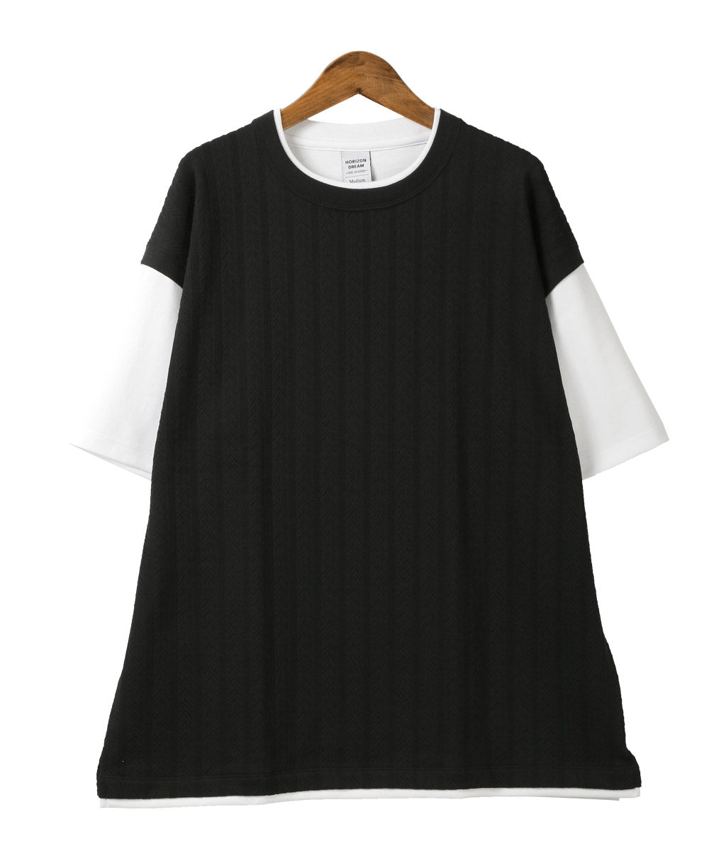 ラグスタイル LUXSTYLE ベストフェイクレイヤード半袖Tシャツ/半袖Tシャツ メンズ Tシャツ 半袖 春 夏 フェイクレイヤード 重ね着風