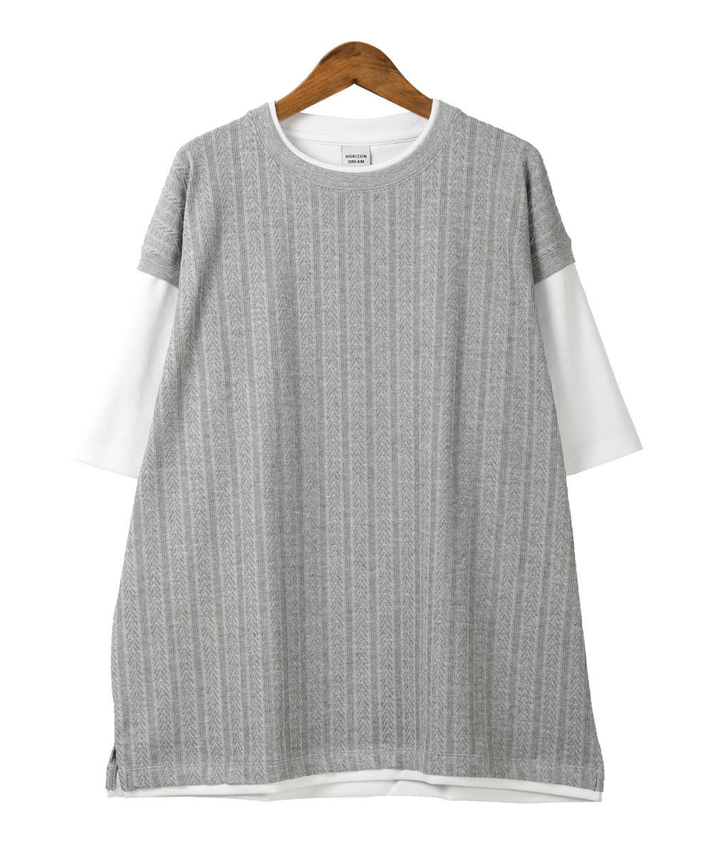 ラグスタイル LUXSTYLE ベストフェイクレイヤード半袖Tシャツ/半袖Tシャツ メンズ Tシャツ 半袖 春 夏 フェイクレイヤード 重ね着風