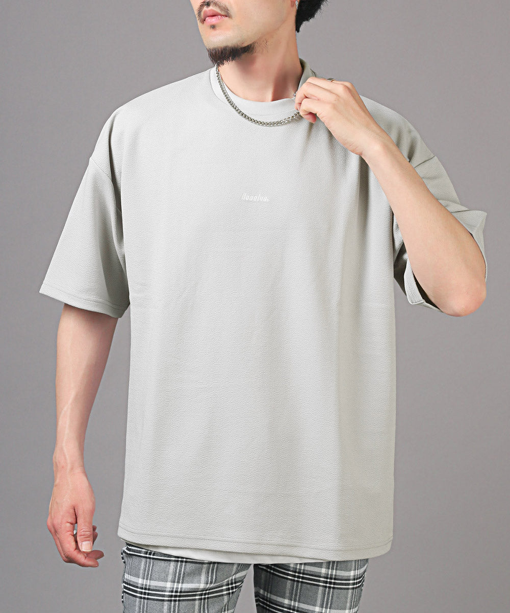 ラグスタイル LUXSTYLE ネックレス付き梨地ノースリーブ半袖Tシャツ/Tシャツ ノースリーブ 半袖 メンズ レディース アンサンブル 3点セット ネックレス付き