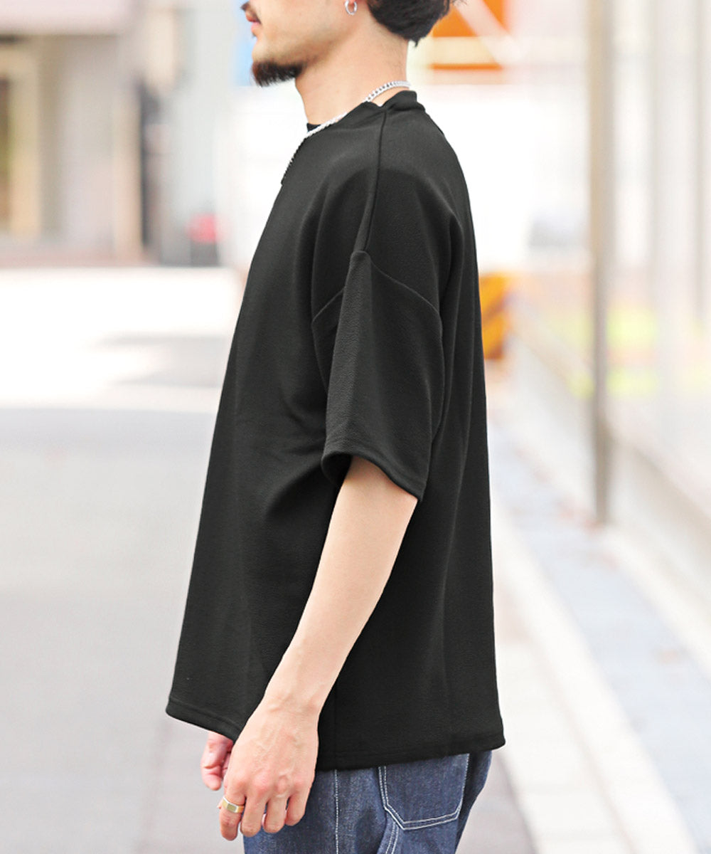 ラグスタイル LUXSTYLE ネックレス付き梨地ノースリーブ半袖Tシャツ/Tシャツ ノースリーブ 半袖 メンズ レディース アンサンブル 3点セット ネックレス付き