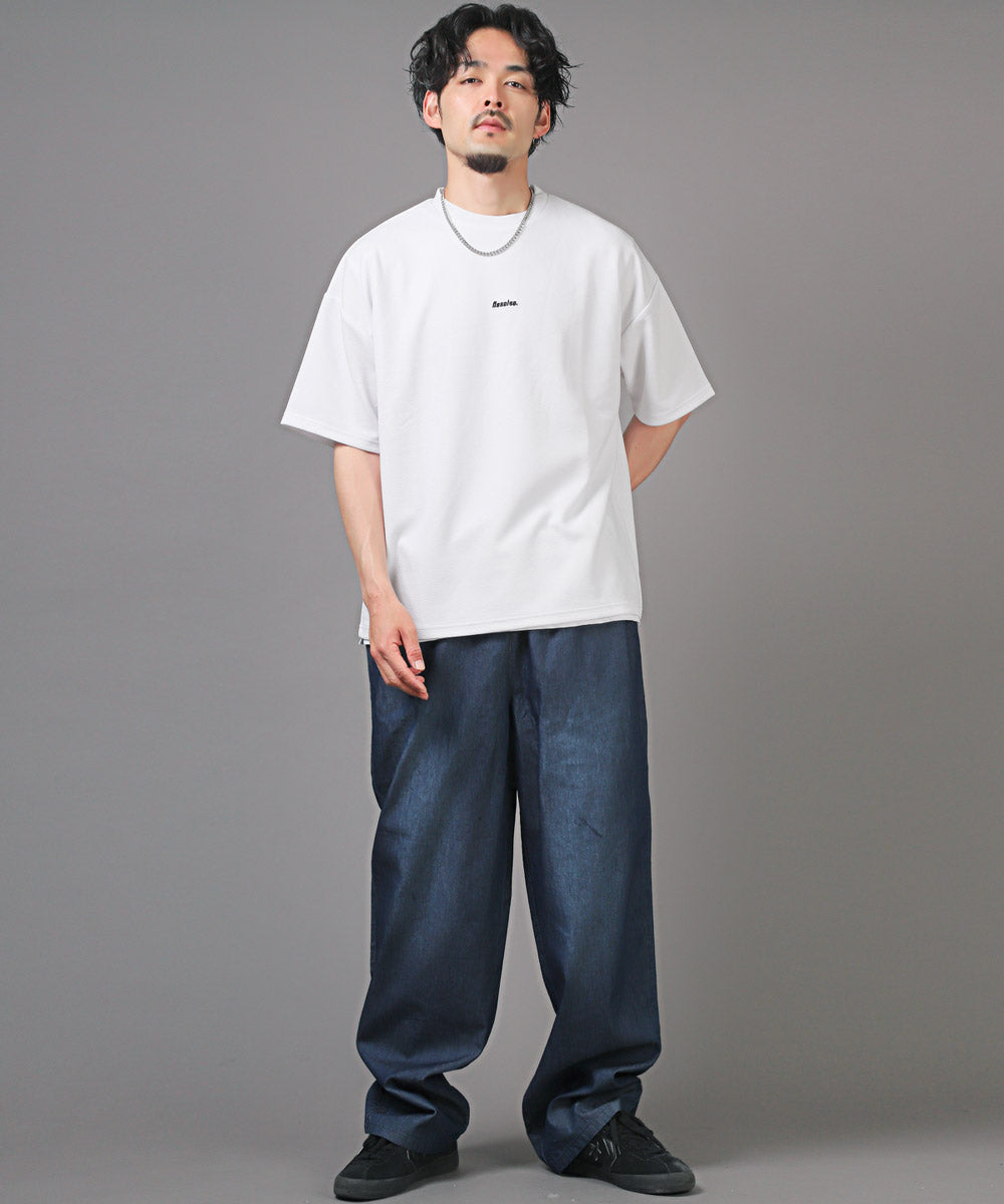 ラグスタイル LUXSTYLE ネックレス付き梨地ノースリーブ半袖Tシャツ/Tシャツ ノースリーブ 半袖 メンズ レディース アンサンブル 3点セット ネックレス付き