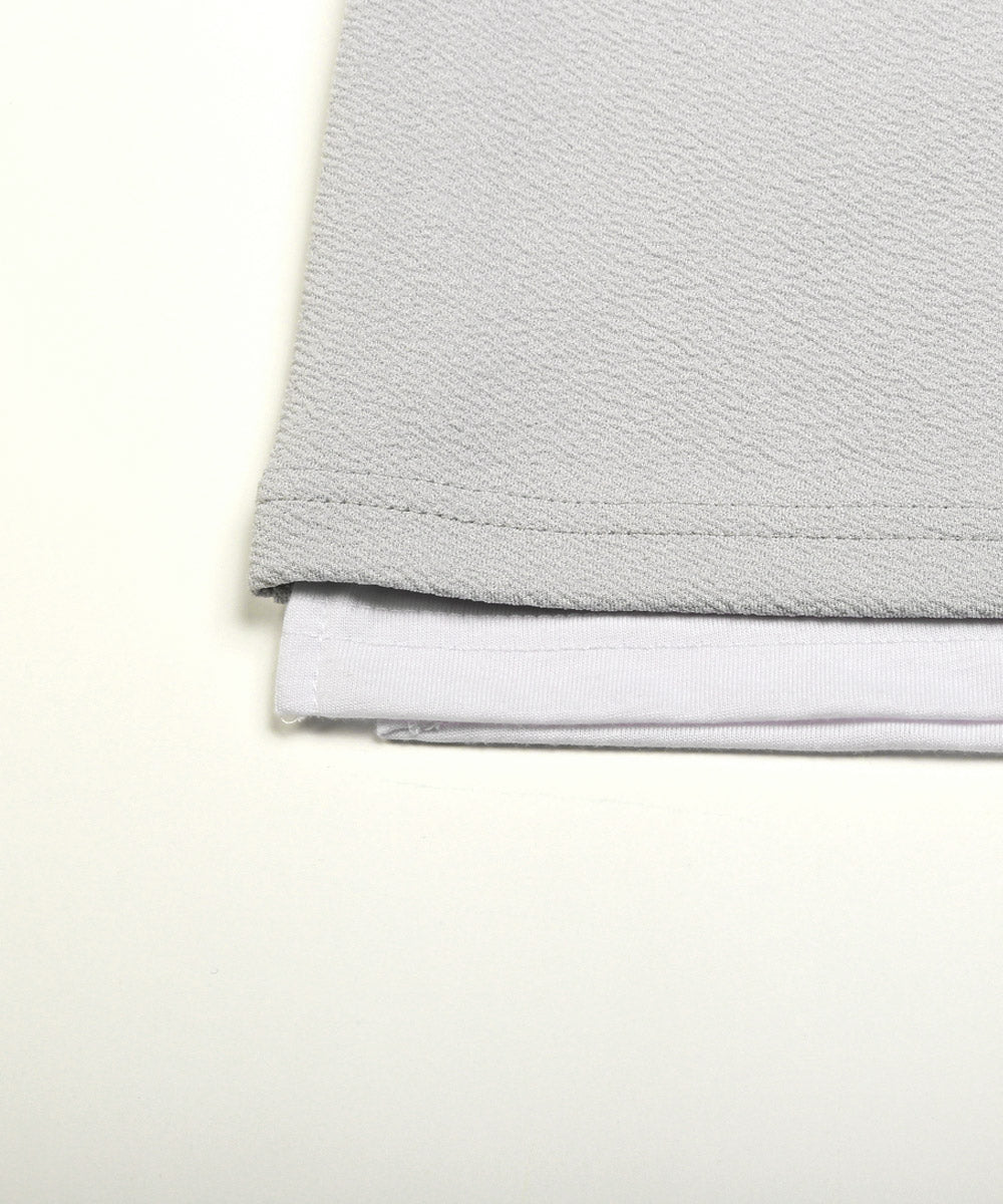 ラグスタイル LUXSTYLE ネックレス付き梨地ノースリーブ半袖Tシャツ/Tシャツ ノースリーブ 半袖 メンズ レディース アンサンブル 3点セット ネックレス付き