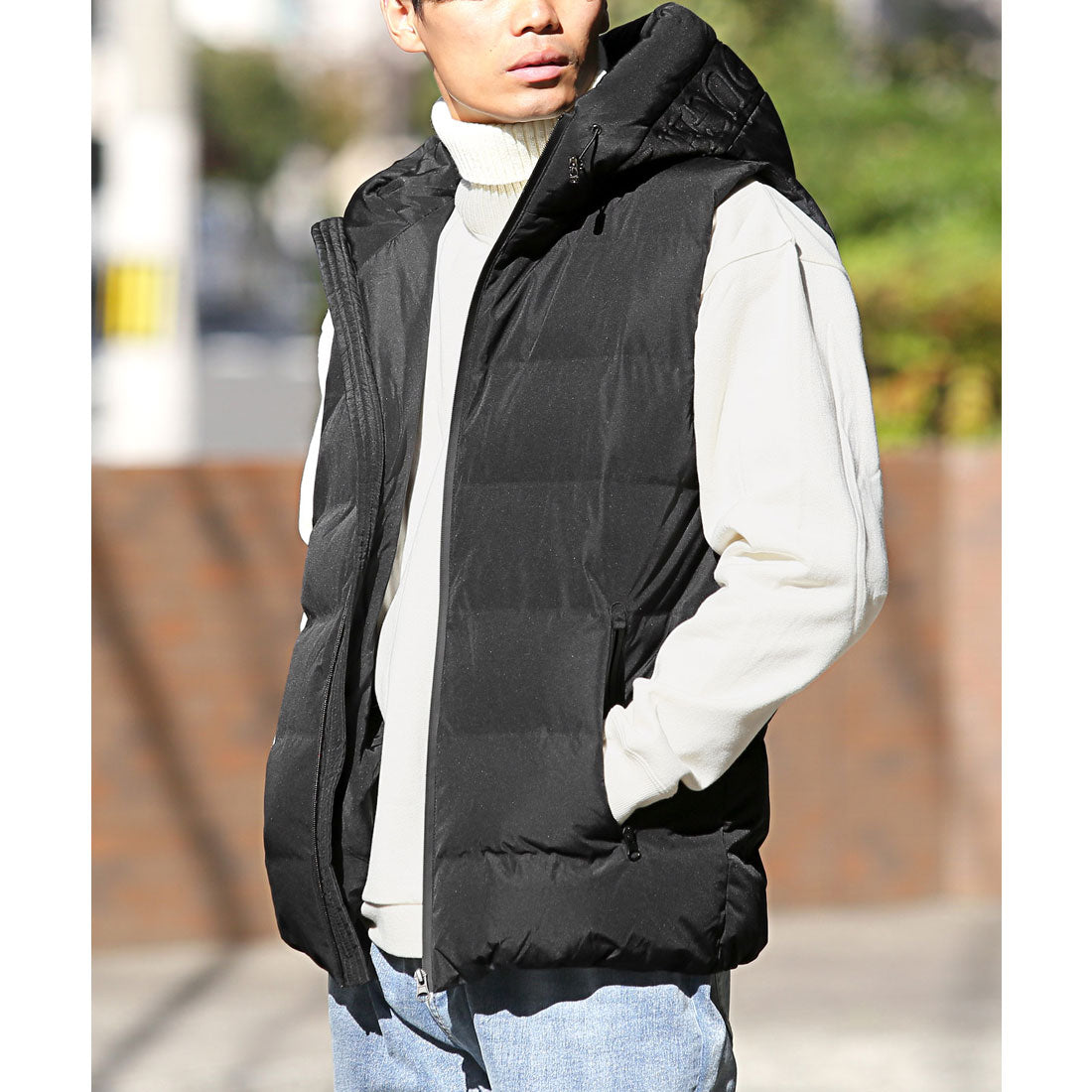 ラグスタイル LUXSTYLE 圧着キルトフードエンボスフェイクダウンベスト/ファイバーダウン ダウンベスト ベストジャケット 大きいサイズ 暖かい 軽量 保温 防寒