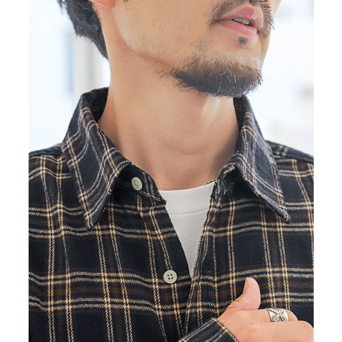 ラグスタイル LUXSTYLE 長袖先染めチェック柄ネルシャツ/チェック柄 先染め レギュラーカラー 秋服 春服 胸ポケット オーバーサイズ