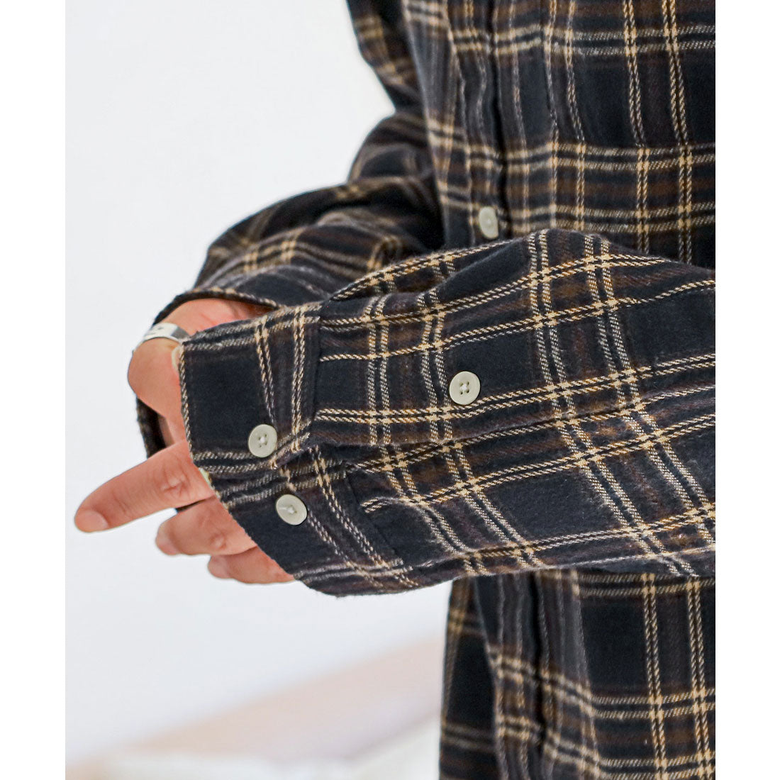 ラグスタイル LUXSTYLE 長袖先染めチェック柄ネルシャツ/チェック柄 先染め レギュラーカラー 秋服 春服 胸ポケット オーバーサイズ