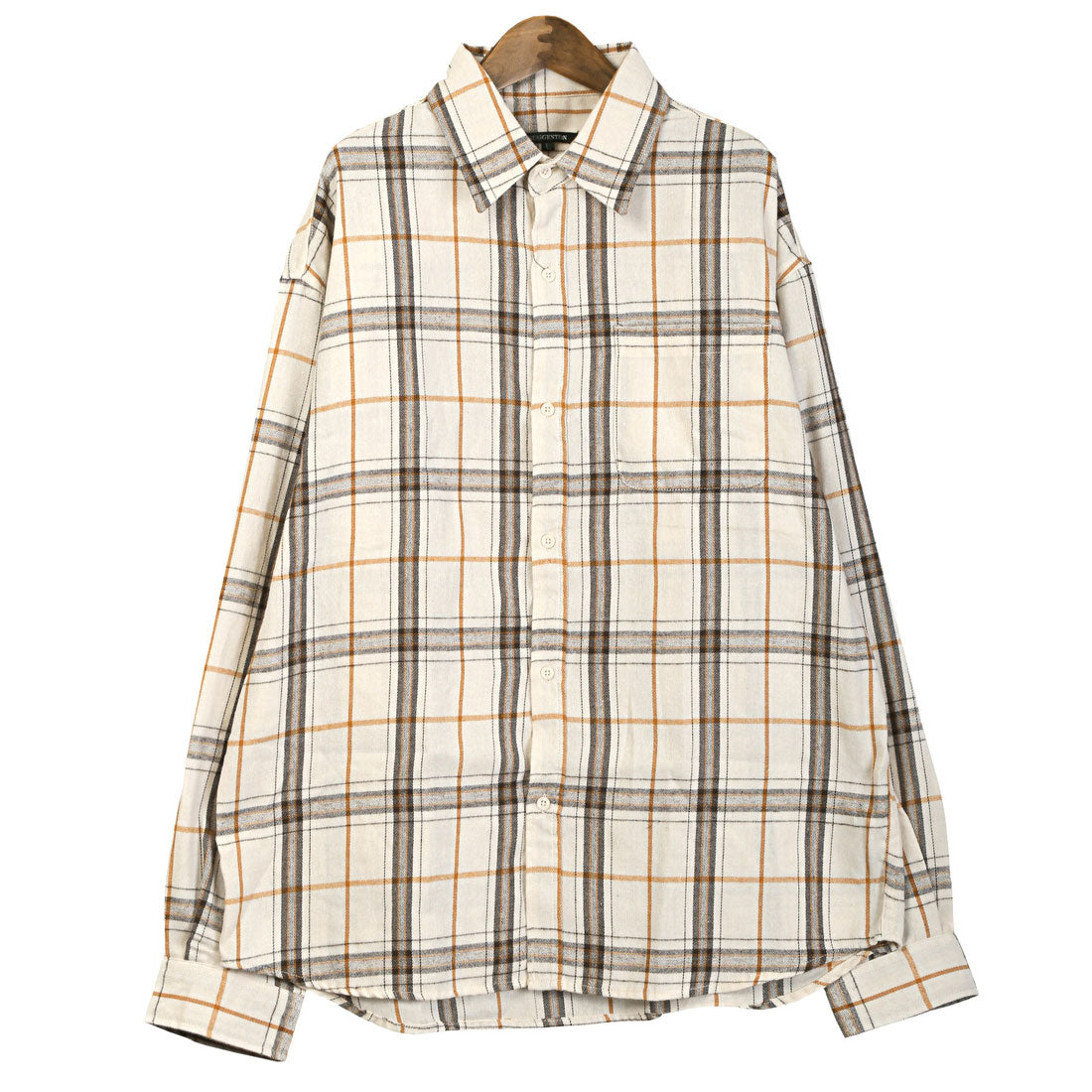 ラグスタイル LUXSTYLE 長袖先染めチェック柄ネルシャツ/チェック柄 先染め レギュラーカラー 秋服 春服 胸ポケット オーバーサイズ