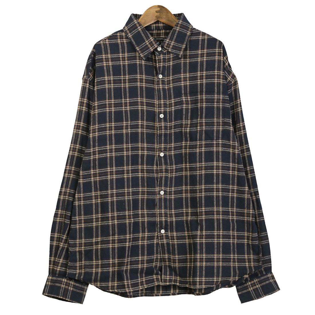 ラグスタイル LUXSTYLE 長袖先染めチェック柄ネルシャツ/チェック柄 先染め レギュラーカラー 秋服 春服 胸ポケット オーバーサイズ