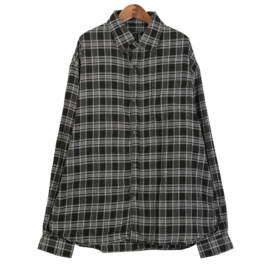 ラグスタイル LUXSTYLE 長袖先染めチェック柄ネルシャツ/チェック柄 先染め レギュラーカラー 秋服 春服 胸ポケット オーバーサイズ