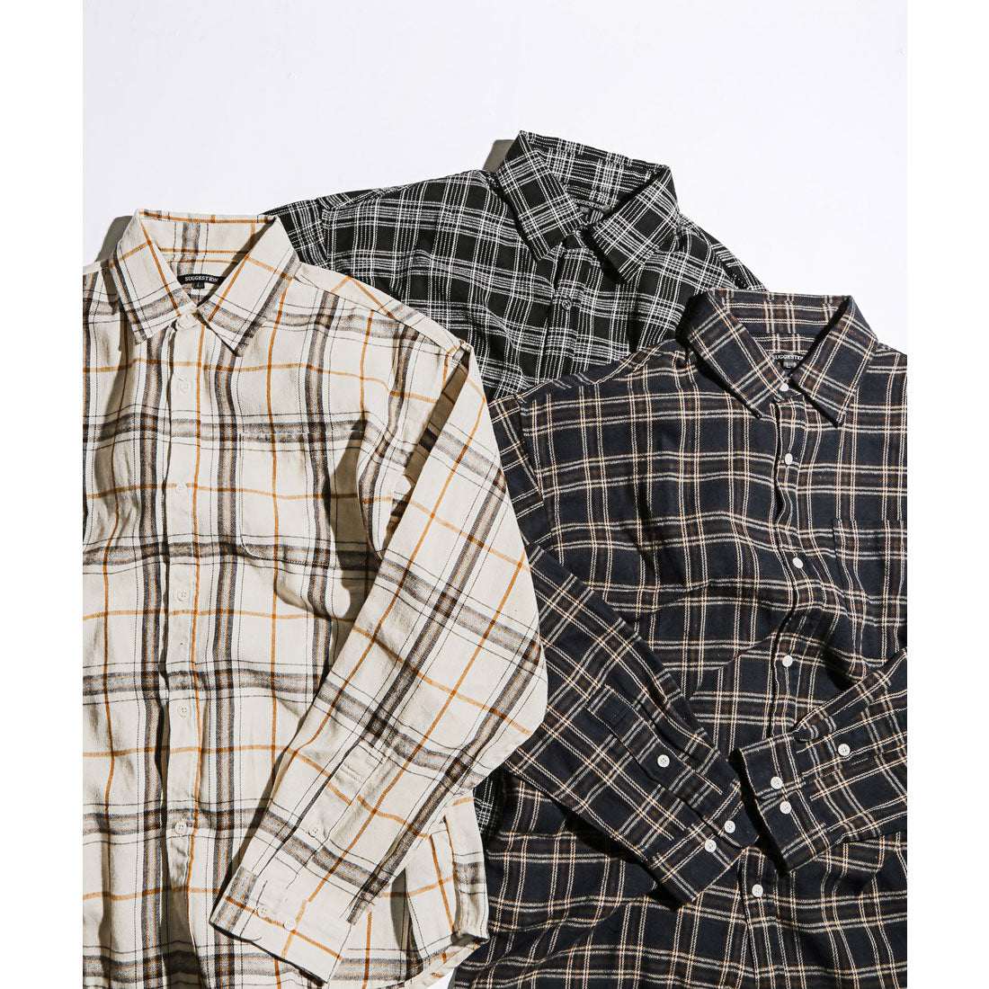 ラグスタイル LUXSTYLE 長袖先染めチェック柄ネルシャツ/チェック柄 先染め レギュラーカラー 秋服 春服 胸ポケット オーバーサイズ