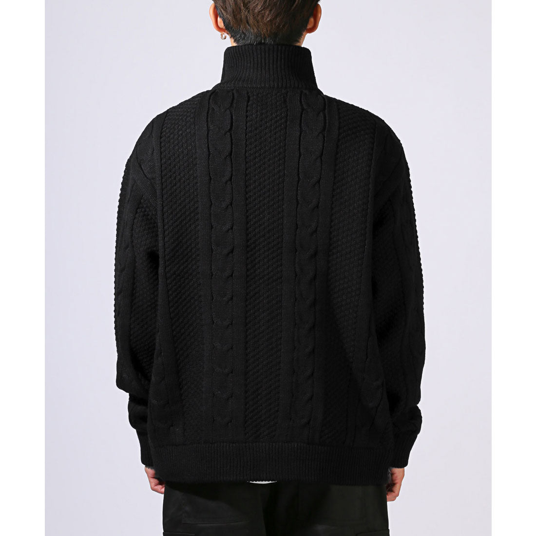 ラグスタイル LUXSTYLE アラン柄ダブルジップアップジャケット/カーディガン メンズ レディース アラン柄 ケーブル編み ドライバーズニット オーバーサイズ ゆったり