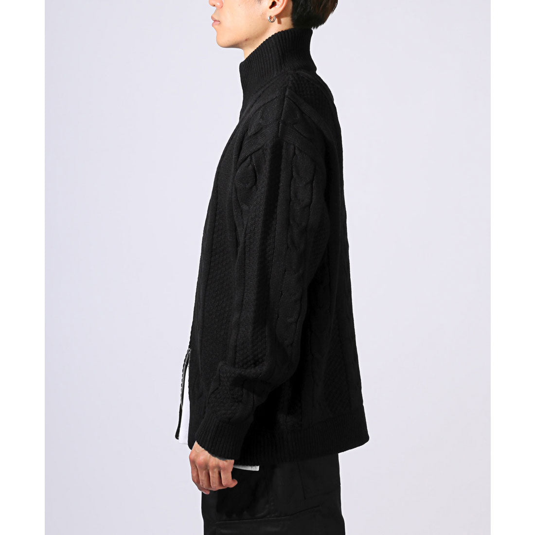 ラグスタイル LUXSTYLE アラン柄ダブルジップアップジャケット/カーディガン メンズ レディース アラン柄 ケーブル編み ドライバーズニット オーバーサイズ ゆったり