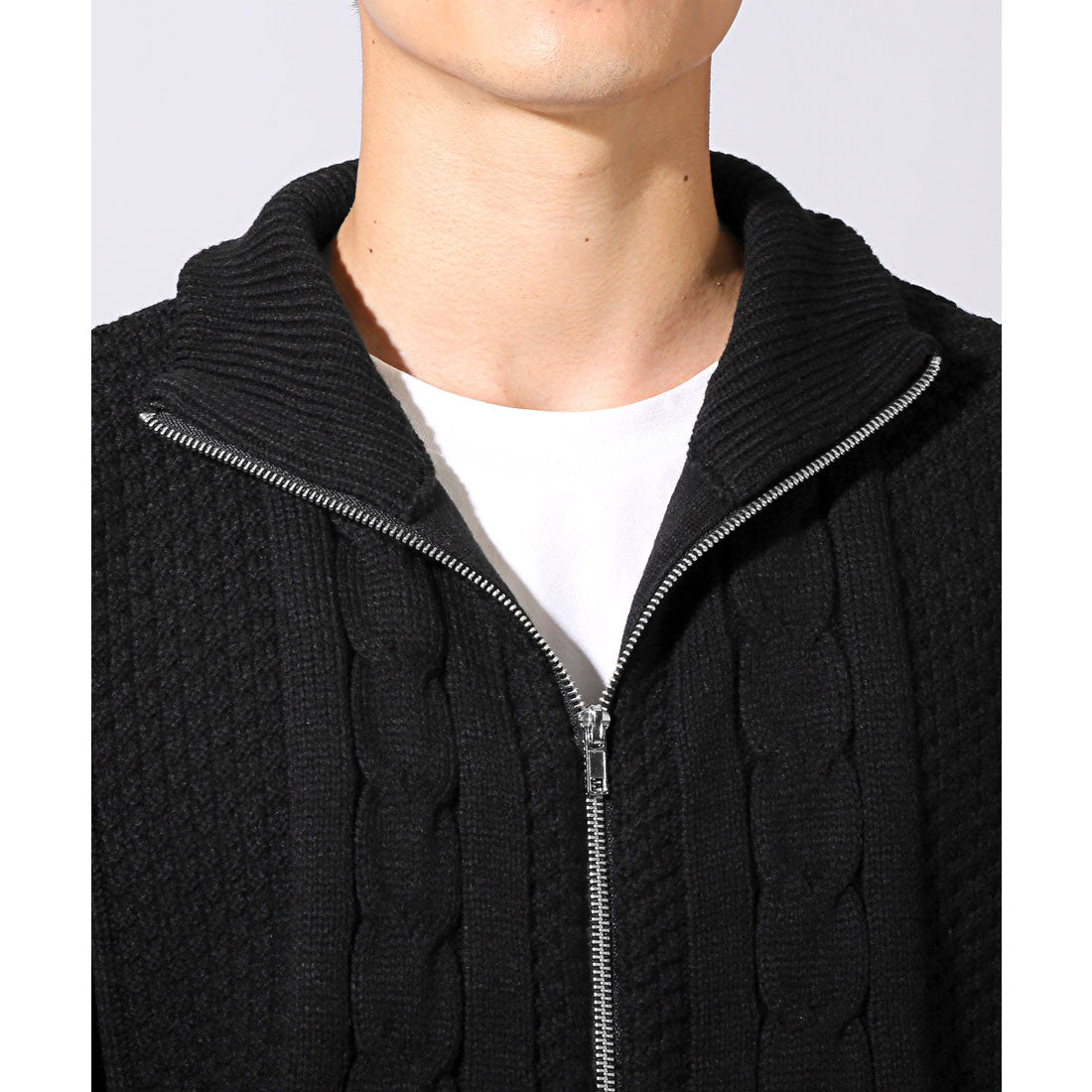 ラグスタイル LUXSTYLE アラン柄ダブルジップアップジャケット/カーディガン メンズ レディース アラン柄 ケーブル編み ドライバーズニット オーバーサイズ ゆったり