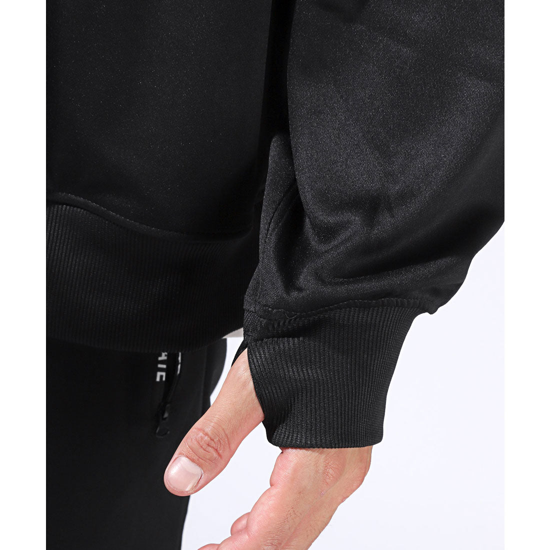 LUXSTYLE Rag Style Plain Jersey Blouson with Thumb Holes / Jersey Track Jacket Light Outerwear Spring Autumn Thumb Hole Finger Hole Plain Zip-Up Rib