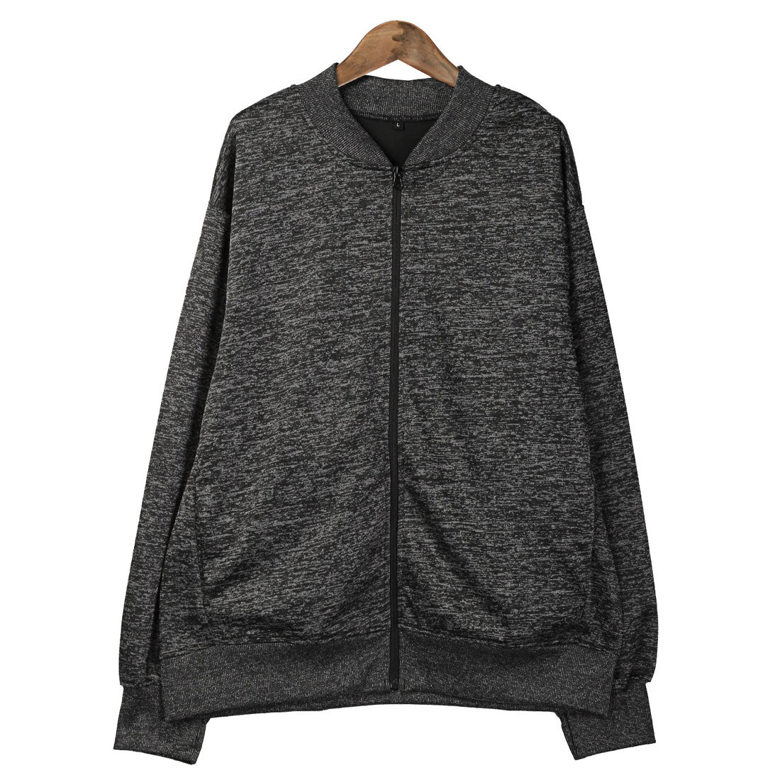 LUXSTYLE Rag Style Plain Jersey Blouson with Thumb Holes / Jersey Track Jacket Light Outerwear Spring Autumn Thumb Hole Finger Hole Plain Zip-Up Rib