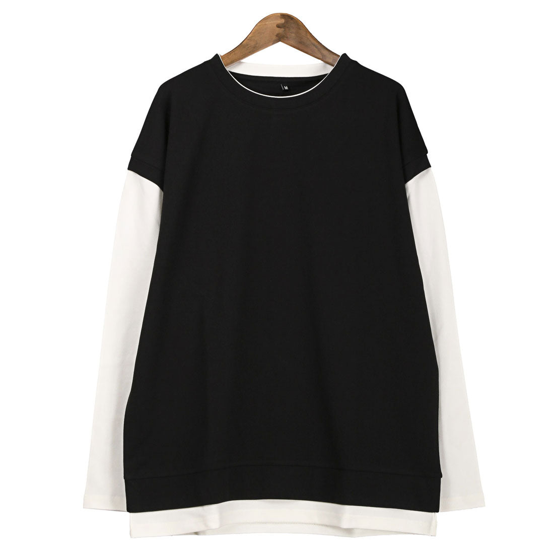 LUXSTYLE Plain Fake Layered Long Sleeve T-Shirt / Fake Layered Layering Large Size UV Cut Stretch Dry Quick Dry