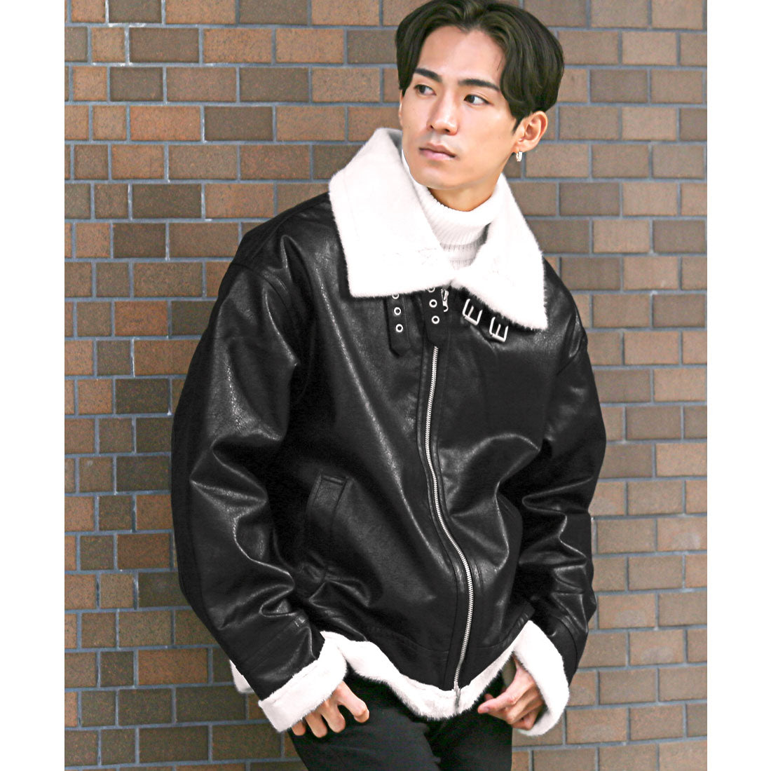 拉格風格 LUXSTYLE PU皮革假毛B3夾克/PU皮革 合成皮革 假毛 生态毛 外套 B3