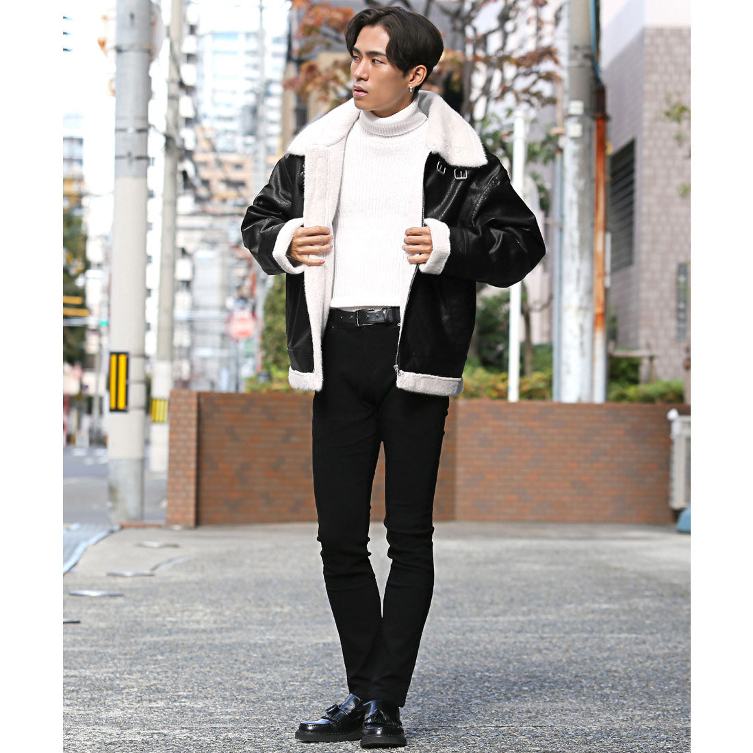 拉格風格 LUXSTYLE PU皮革假毛B3夾克/PU皮革 合成皮革 假毛 生态毛 外套 B3