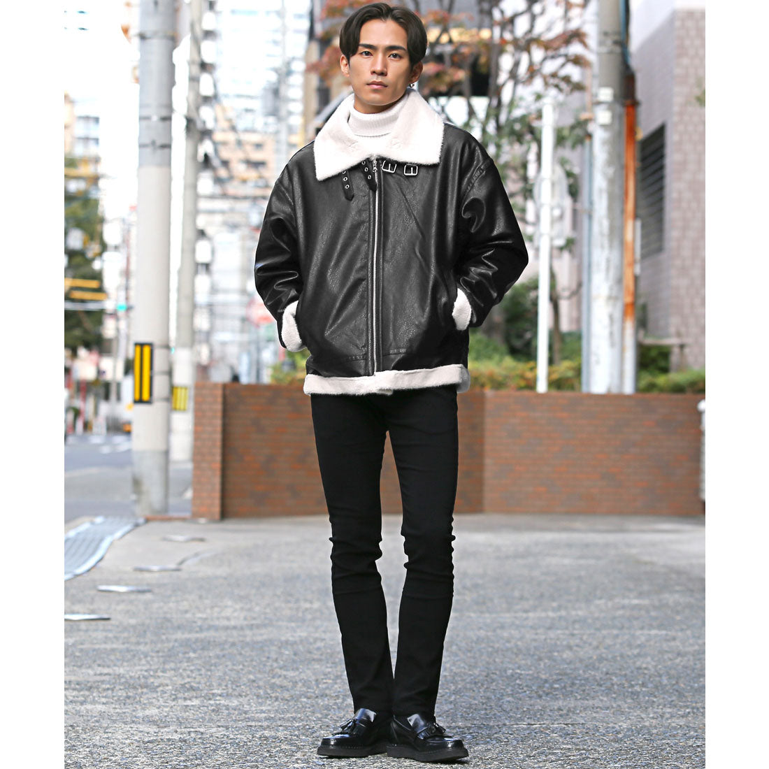 拉格風格 LUXSTYLE PU皮革假毛B3夾克/PU皮革 合成皮革 假毛 生态毛 外套 B3