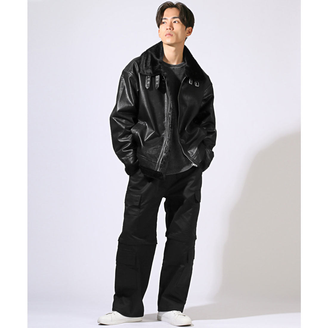 拉格風格 LUXSTYLE PU皮革假毛B3夾克/PU皮革 合成皮革 假毛 生态毛 外套 B3