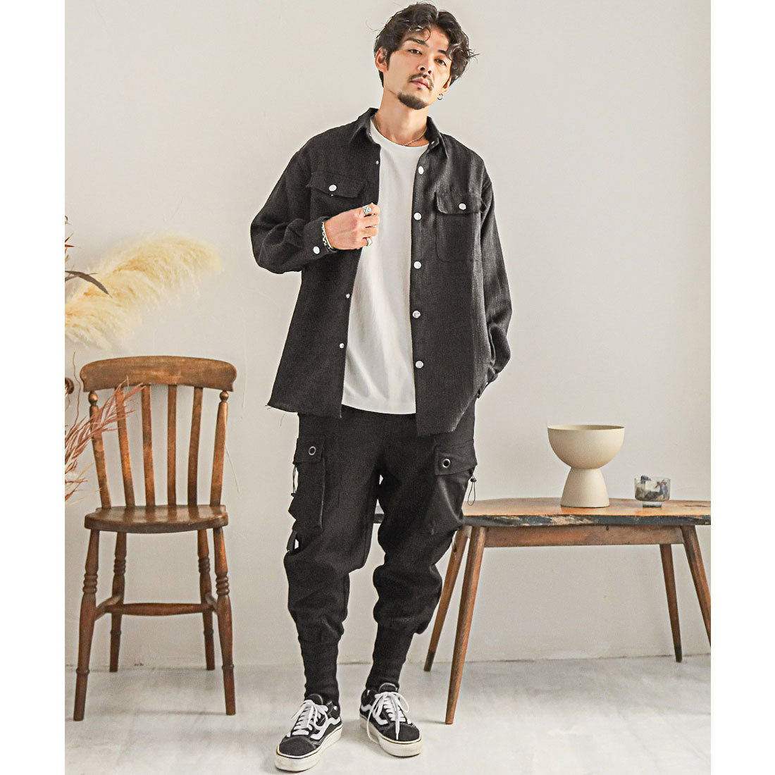 拉格風格 LUXSTYLE 粗花呢外套襯衫夾克/CPO夾克 輕外套 風衣 春 秋 粗花呢 大版型