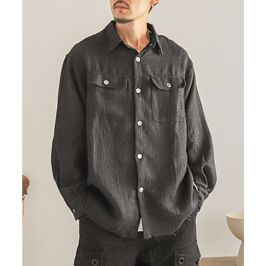 拉格風格 LUXSTYLE 粗花呢外套襯衫夾克/CPO夾克 輕外套 風衣 春 秋 粗花呢 大版型