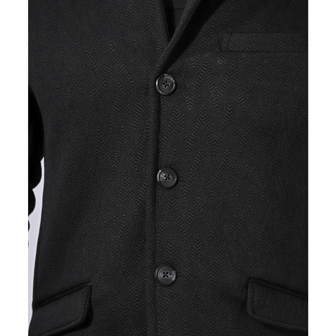 LUXSTYLE Bernings Sho Fuku Re Chevron Pattern Italian Collar Jacket / Men's Tailored Jacket Plain Stretch