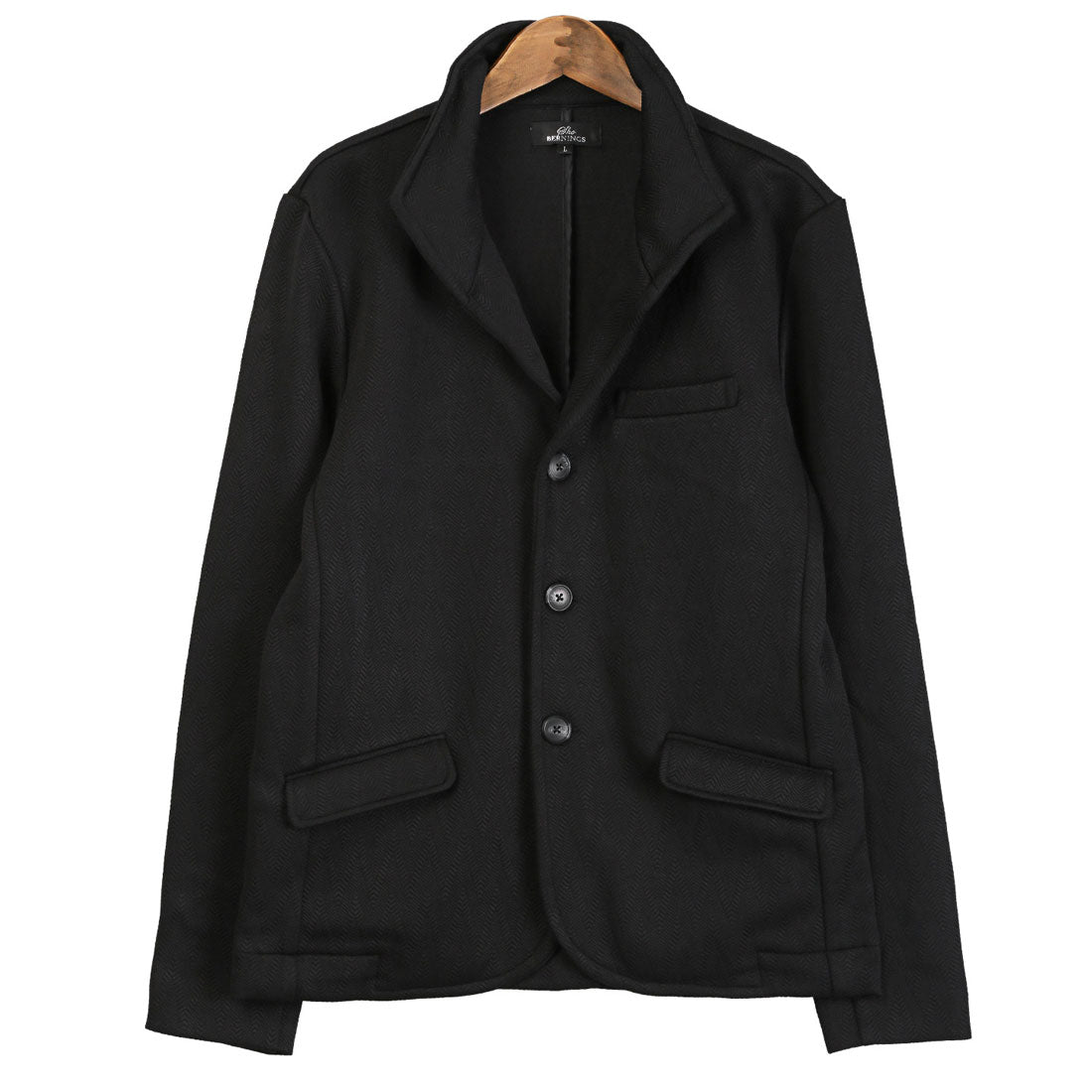 LUXSTYLE Bernings Sho Fuku Re Chevron Pattern Italian Collar Jacket / Men's Tailored Jacket Plain Stretch