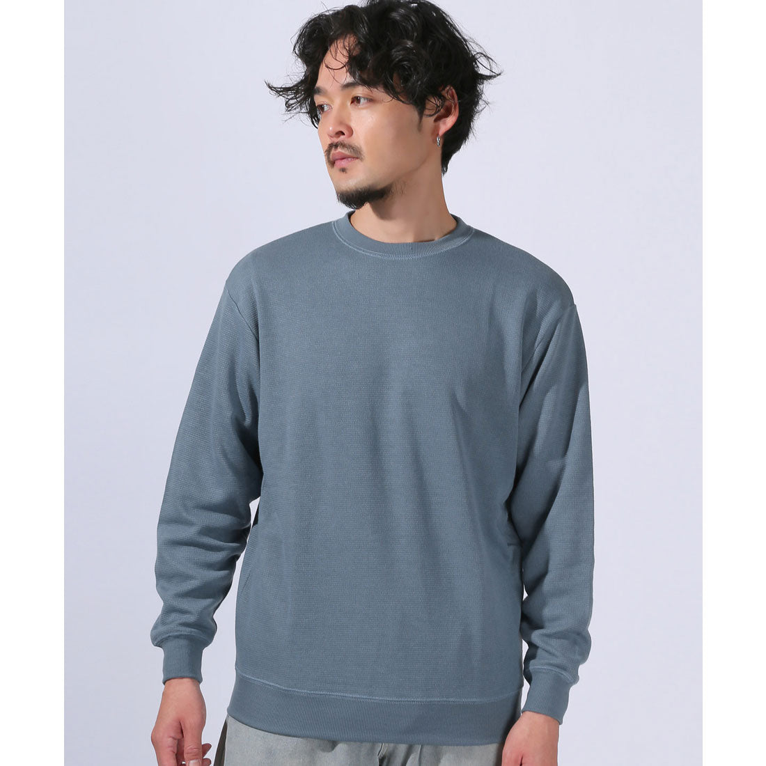 ラグスタイル LUXSTYLE ミラノリブニットソークルーネックロンT/Tシャツ セーター カットソー ミラノリブ リブニット 無地 クルーネック 丸首 柔らか ふんわり (ディープブルー) ディープブルー