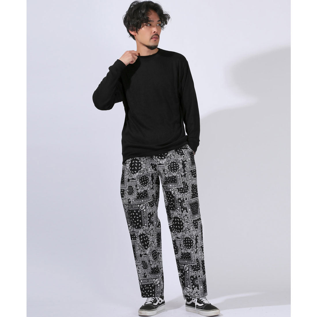 ラグスタイル LUXSTYLE ミラノリブニットソークルーネックロンT/Tシャツ セーター カットソー ミラノリブ リブニット 無地 クルーネック 丸首 柔らか ふんわり (ディープブルー) ディープブルー