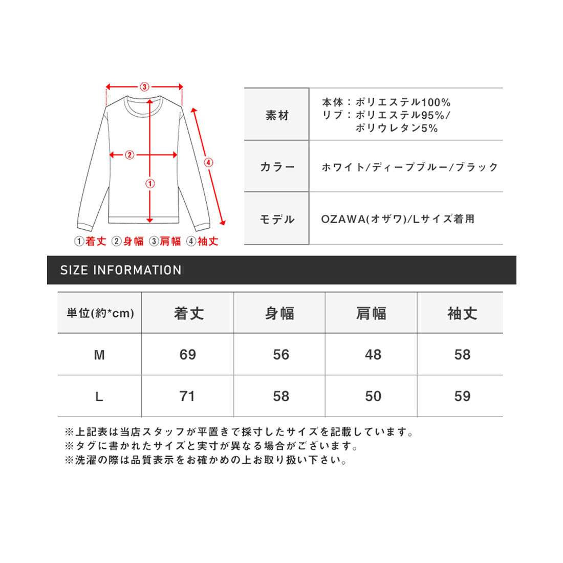 ラグスタイル LUXSTYLE ミラノリブニットソークルーネックロンT/Tシャツ セーター カットソー ミラノリブ リブニット 無地 クルーネック 丸首 柔らか ふんわり (ディープブルー) ディープブルー