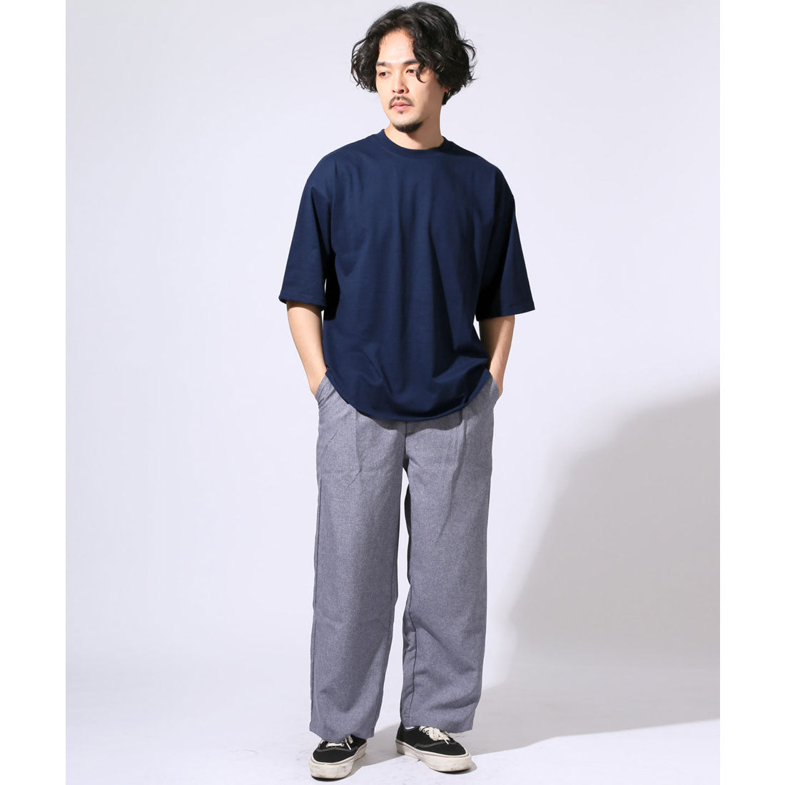 ラグスタイル LUXSTYLE ヘビーウェイト裾ラウンド無地半袖Tシャツ/無地 裾 ラウンドヘム クルーネック 丸首 ヘビーウェイト 重ね着 インナー カジュアル (ブルー) ブルー