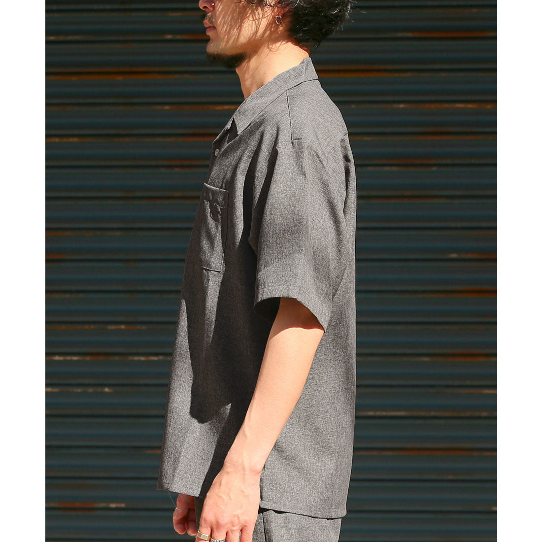 ラグスタイル LUXSTYLE 無地開襟半袖シャツ/オープンカラーシャツ メンズ シャツ 半袖 大きいサイズ オーバーサイズ 無地 セットアップ (ホワイト) ホワイト