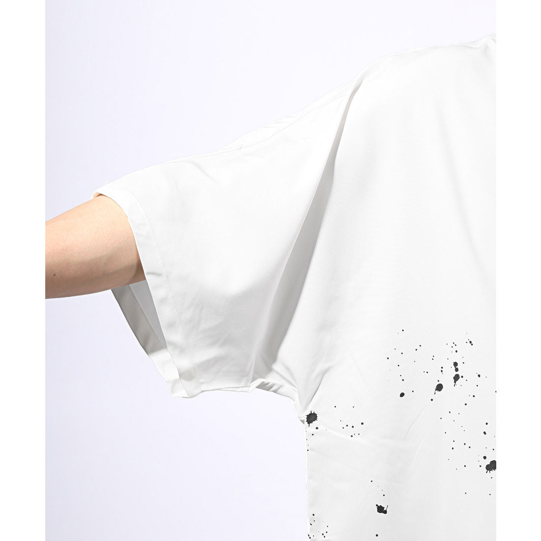 ラグスタイル LUXSTYLE ペイントプリントドルマンスリーブ半袖シャツ/半袖 メンズ レディース 半袖シャツ ドルマンスリーブ ブラウス オーバーサイズ ビッグシルエット (ブラック) ブラック