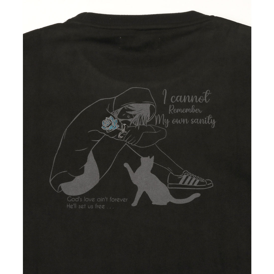 ラグスタイル LUXSTYLE Girls&Catスエード半袖Tシャツ/スエード フェイクスエード 刺繍 バックプリント ワンポイント Girls Cat 女の子 ガール ネコ 猫 大きいサイズ (ブラック) ブラック