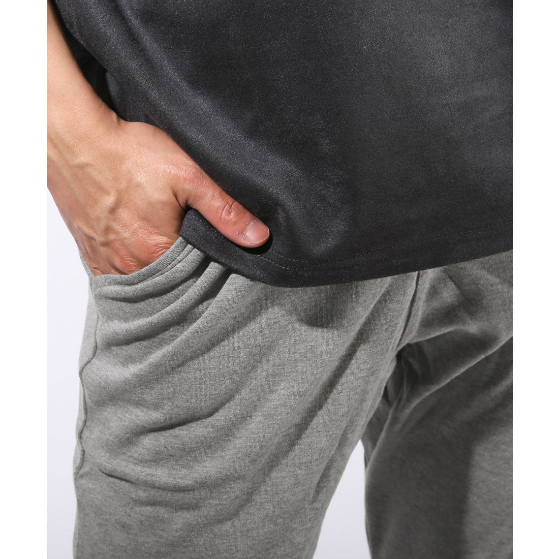 ラグスタイル LUXSTYLE ポンチサルエルテーパードパンツ/サルエルパンツ スウェットパンツ イージーパンツ メンズ ポンチ 無地 千鳥 大きいサイズ ウエストゴム ストレッチ (ブラック) ブラック