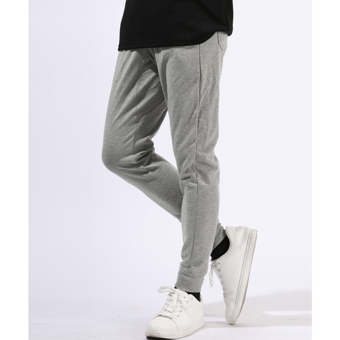 ラグスタイル LUXSTYLE ポンチジョガーパンツ/スウェットパンツ イージーパンツ メンズ ポンチ 無地 裾リブ 大きいサイズ ウエストゴム ストレッチ (グレー) グレー