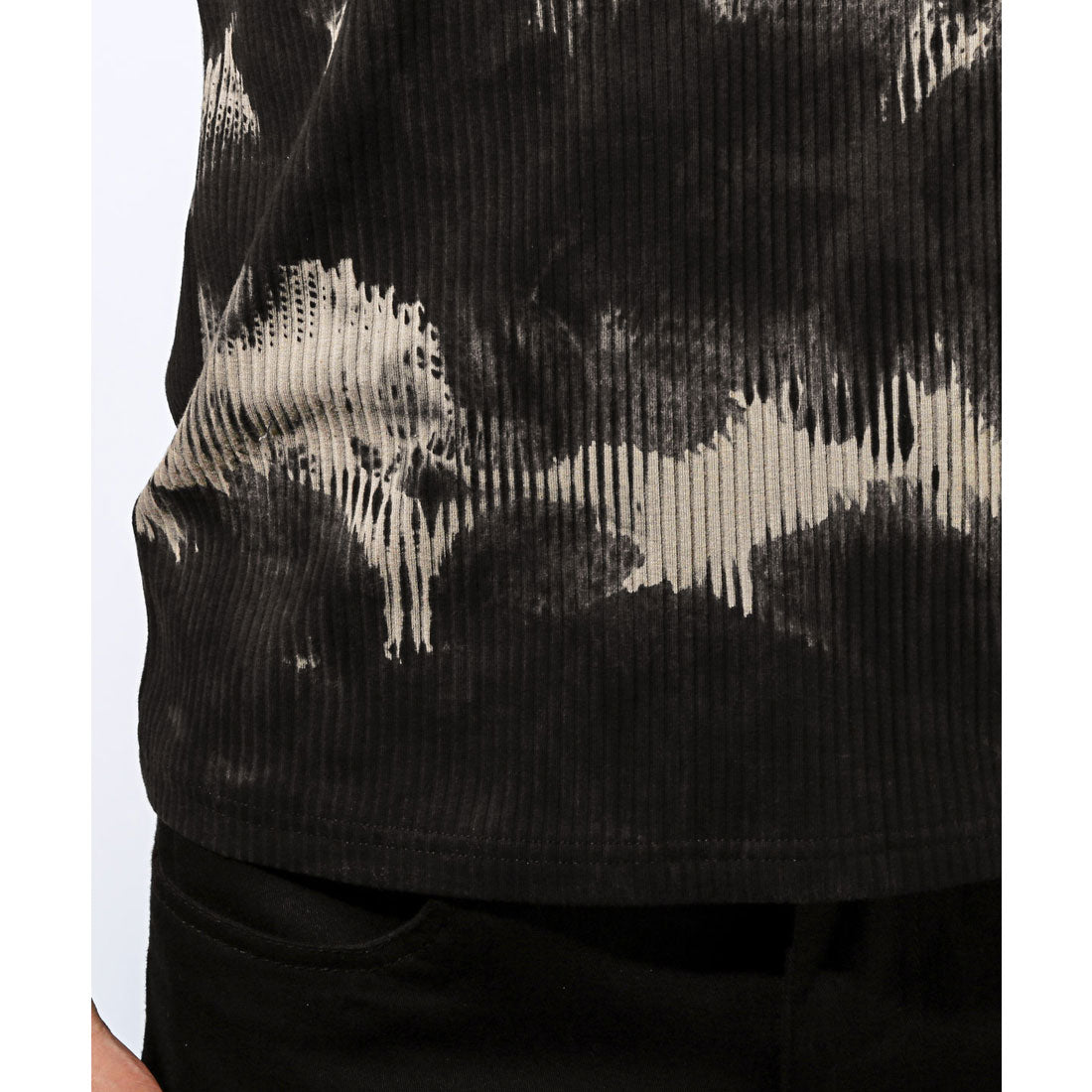 ラグスタイル LUXSTYLE Bernings Sho(バーニングショー)ムラ染めテレコVネックTシャツ/Tシャツ 半袖 メンズ Vネック 半袖Tシャツ VネックTシャツ ムラ染め テレコ リブ タイダイ染め (ブラック) ブラック