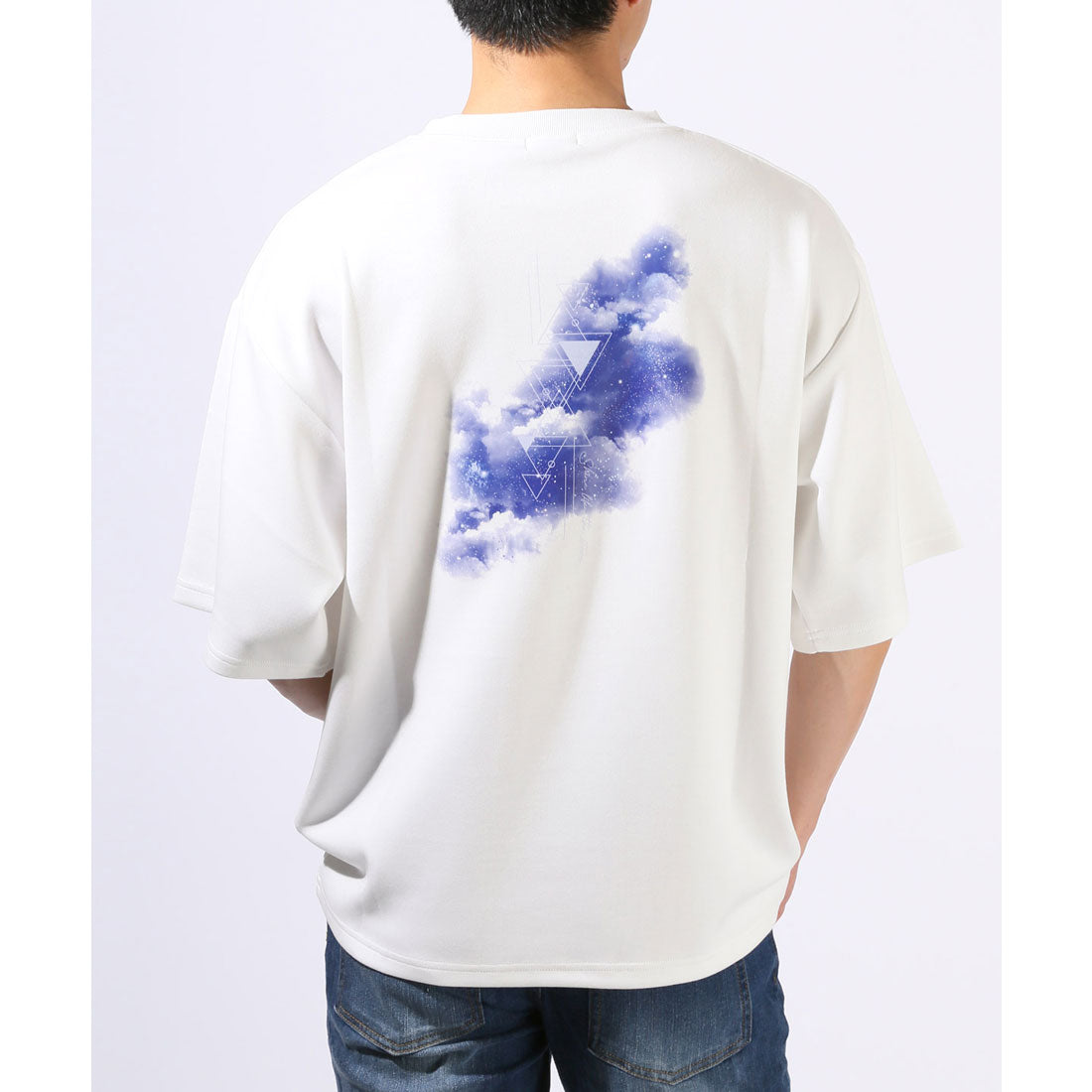 ラグスタイル LUXSTYLE クラウドグラフィックバックプリントポンチTシャツ/接触冷感 クール とろみ 選べるデザイン バックプリント ポンチ グラフィック プリント (Aホワイト) Aホワイト