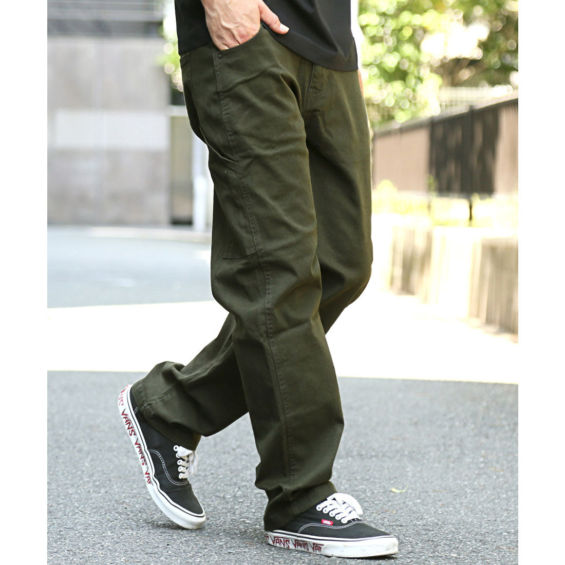 ラグスタイル LUXSTYLE ワイドペインターストレッチツイルパンツ/ワイドパンツ チノパンツ メンズ ワークパンツ チノパン ユニセックス ワークテイスト ハンマーループ (カーキ) カーキ