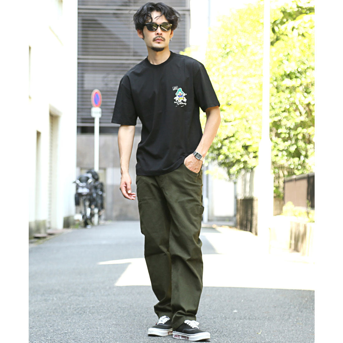 ラグスタイル LUXSTYLE ワイドペインターストレッチツイルパンツ/ワイドパンツ チノパンツ メンズ ワークパンツ チノパン ユニセックス ワークテイスト ハンマーループ (カーキ) カーキ
