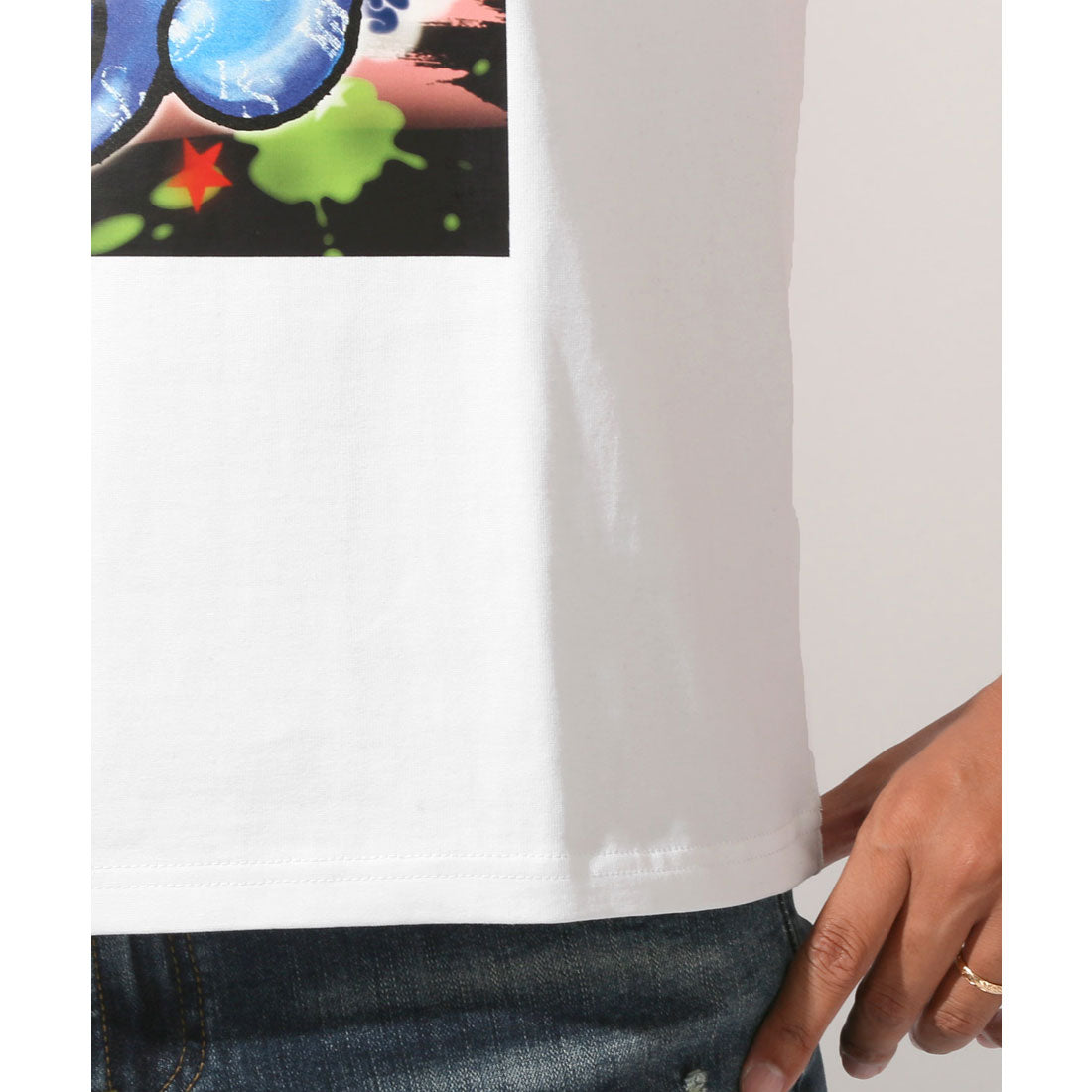 ラグスタイル LUXSTYLE RUMSODA(ラムソーダ)天竺ベアプリント半袖Tシャツ/トップス メンズ 半袖 ブランド テディベア クマ グラフィティ アート ロゴ プリント クルーネック 丸首 天竺 (ホワイト) ホワイト