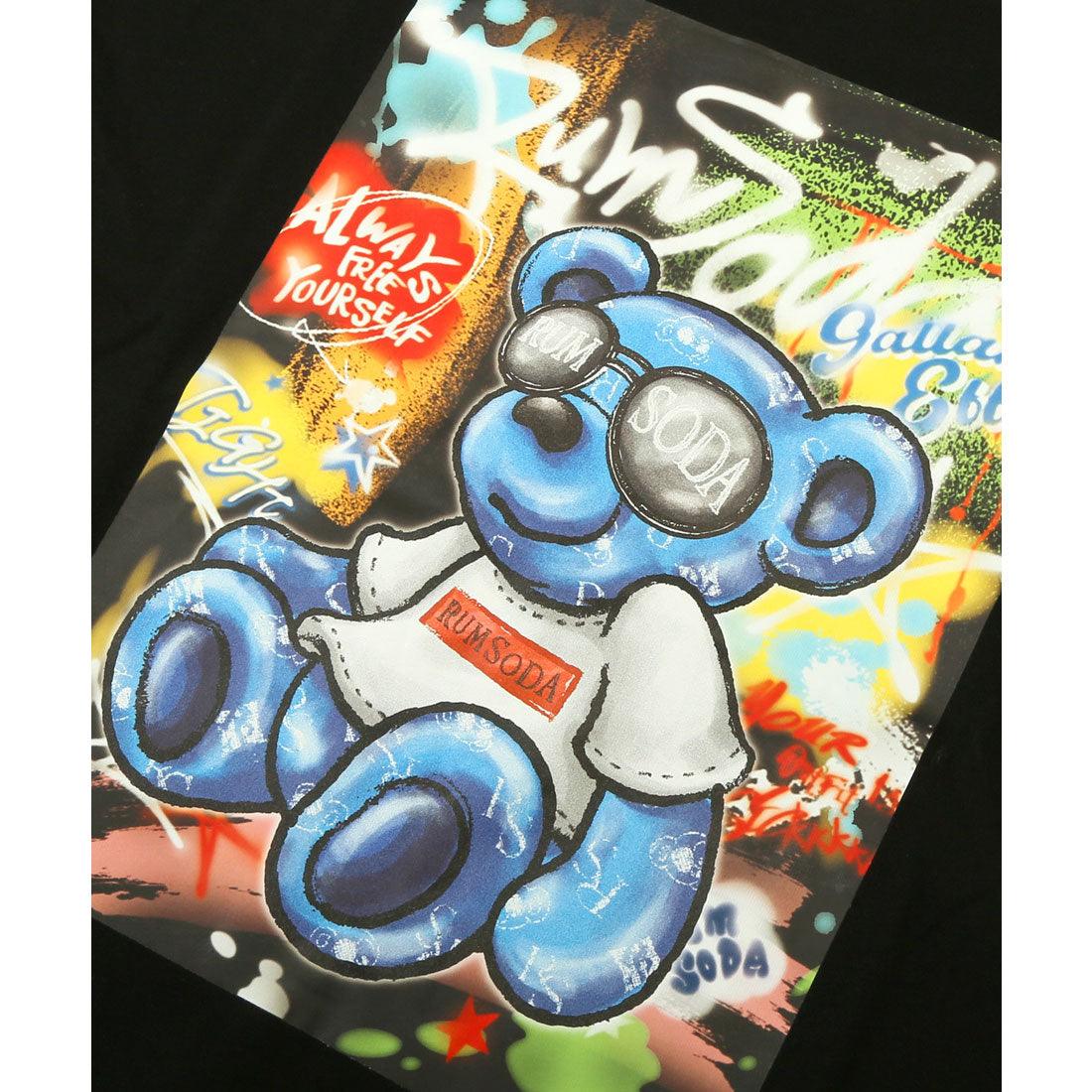 ラグスタイル LUXSTYLE RUMSODA(ラムソーダ)天竺ベアプリント半袖Tシャツ/トップス メンズ 半袖 ブランド テディベア クマ グラフィティ アート ロゴ プリント クルーネック 丸首 天竺 (ホワイト) ホワイト